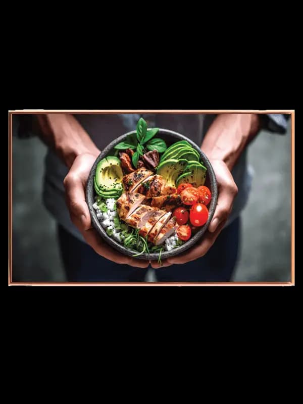 Skål kylling avocado tomater med nærbillede