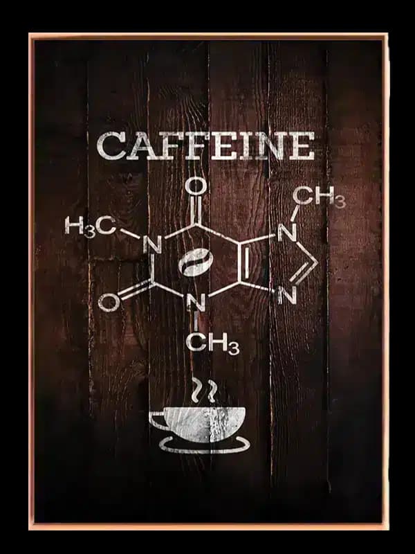 Koffein kemisk struktur kaffekop med typografi