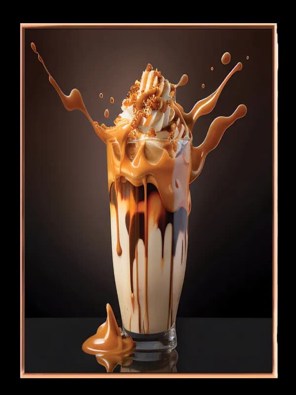 Milkshake glas flødeskum karamelsauce med stænk