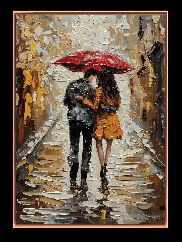 Crimson Umbrella Embrace Plakat