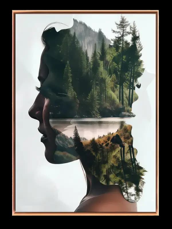 Forest Silhouette Fusion Plakat