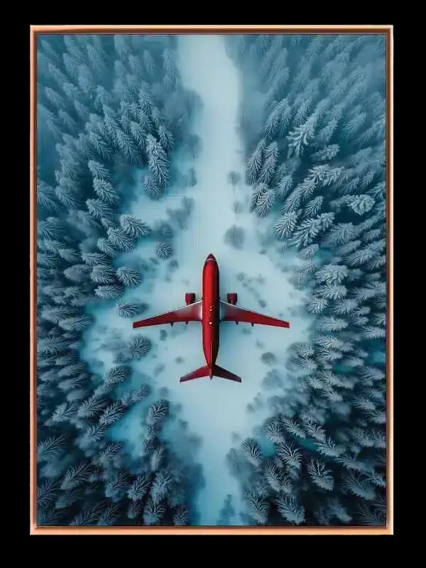 Rødt Fly Over Vinterlandskab Plakat