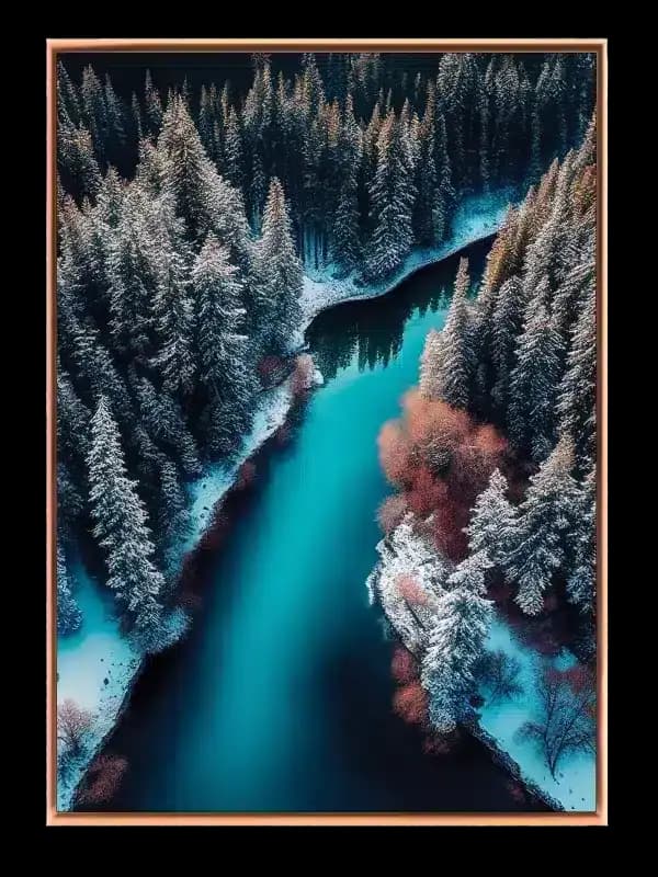 Vinterflod i Fyrreskov Plakat